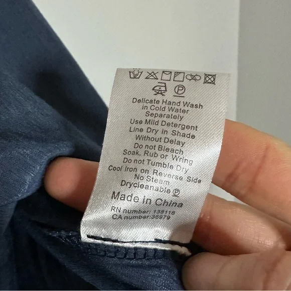 Pink Stitch Navy Satin Slip Dress with Adjustable Spaghetti Straps - Picture 6 of 10